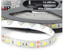 Tira LED 5 mts Flexible 72W 300 Led SMD 5050 IP54 Blanco Neutro Alta Luminosidad